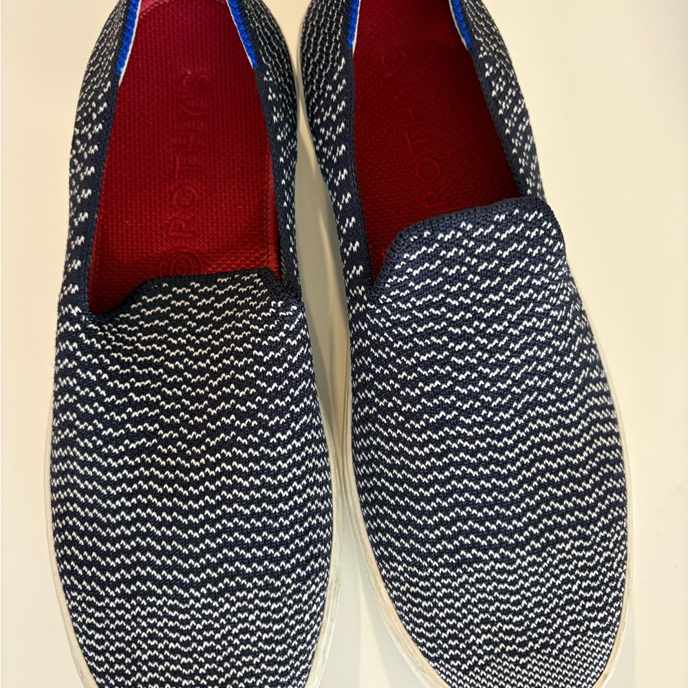 Rothy’s Women’s blue and white slip on shoes Size 7!